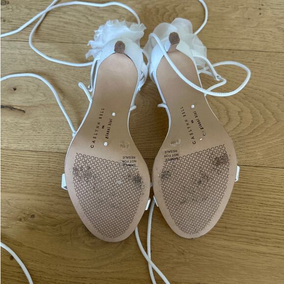 Gianni Bini x Caelynn Bell - Papillon Flower Ankle Wrap Strappy Sandals in White - Picture 5 of 9